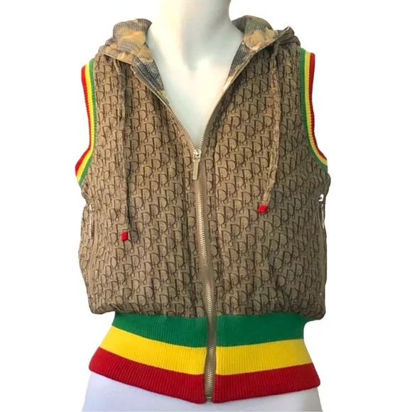 Christian Dior by John Galliano Hooded Rasta Puffer Vest - Picture 2 of 13